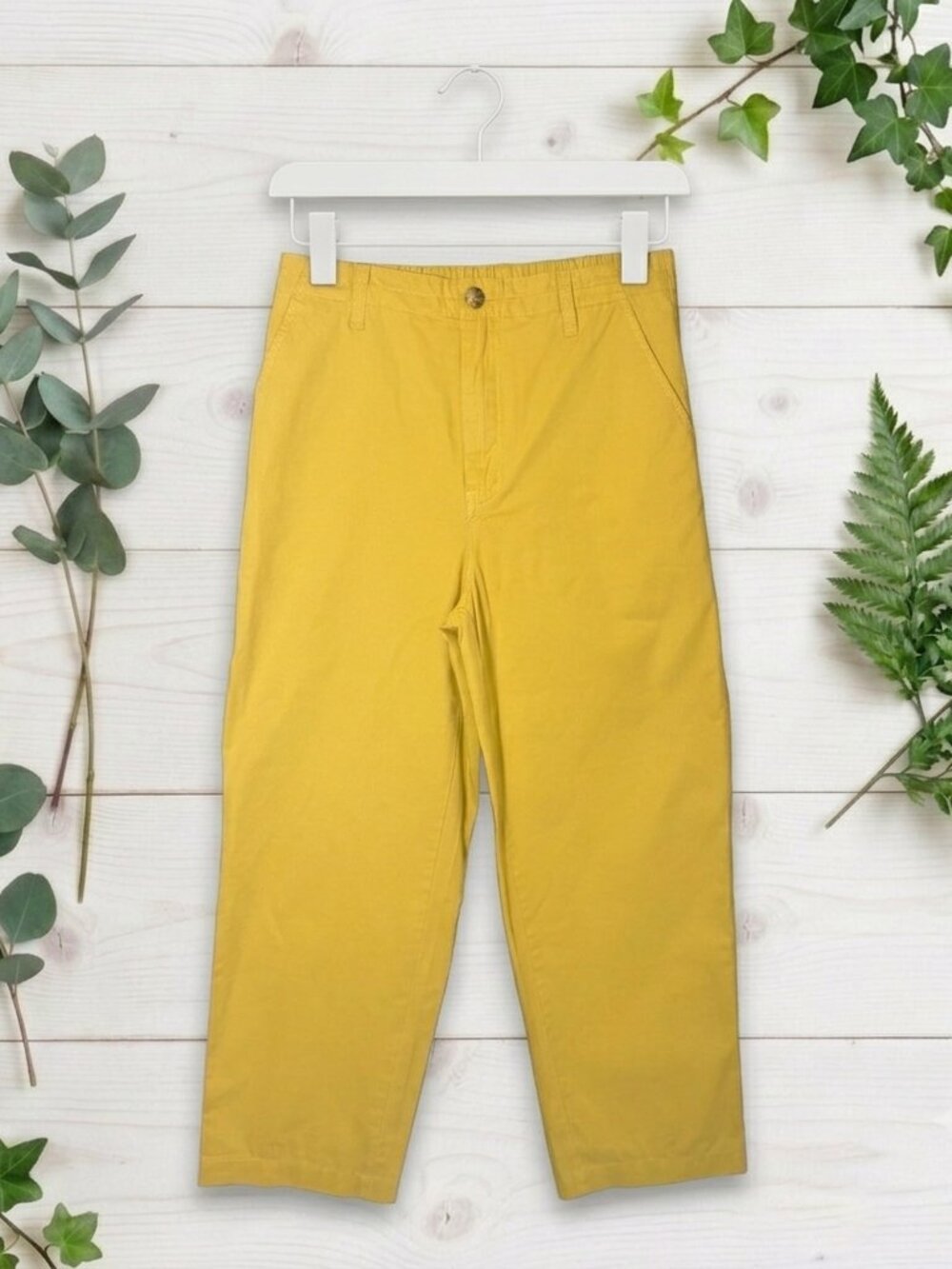 Sundance Pants Womens Size 8 Yellow Cotton Pockets Wide Leg Spring Colorful